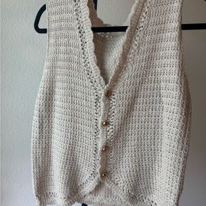 Beige Sleeveless Knit Top